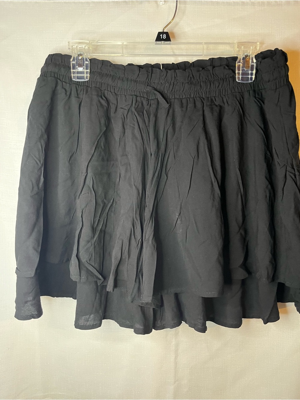 Women's Black Layered Circle Skirt with Elastic Waist